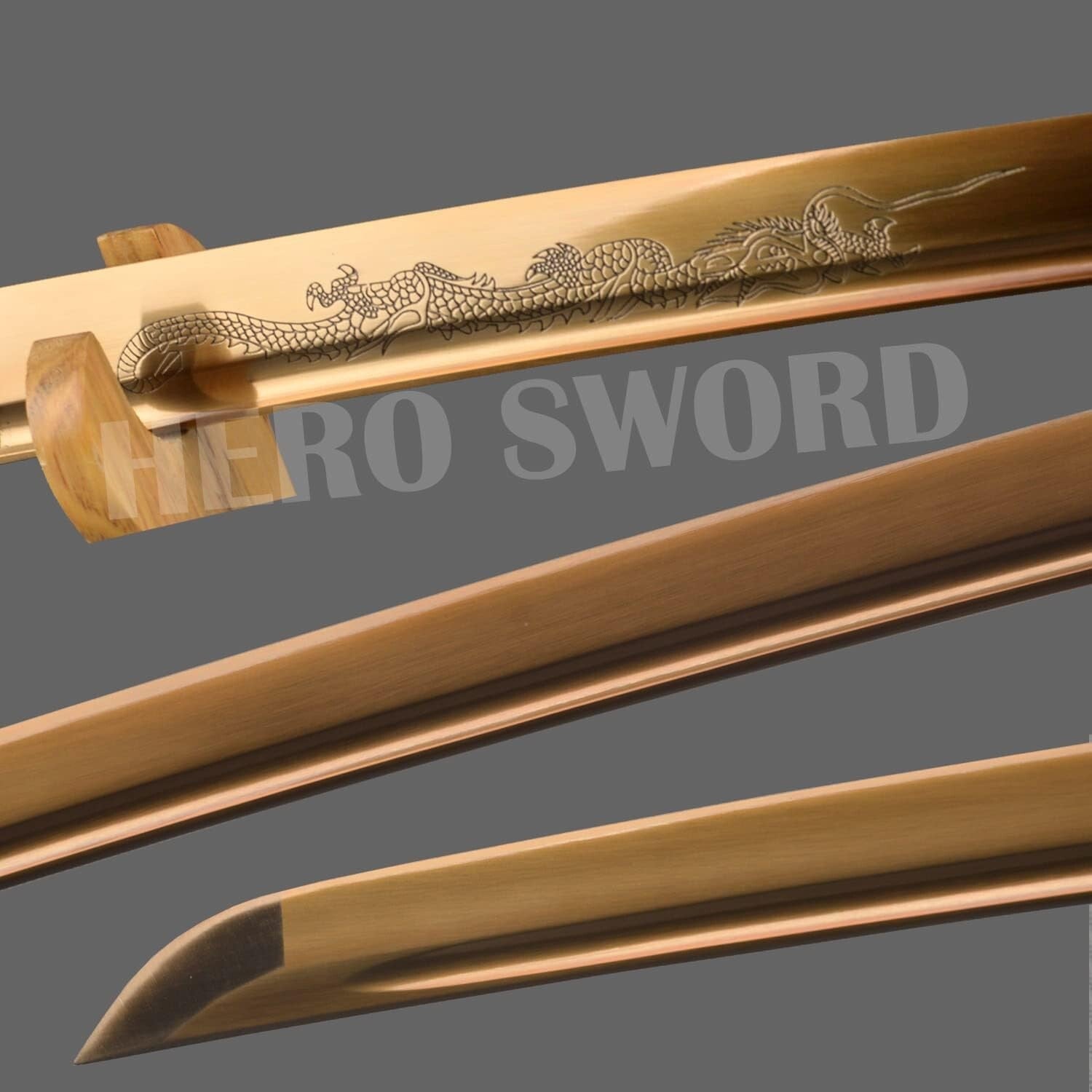 Elegant Gold Dragon Katana - 70cm Blade, Perfect for Martial Arts and Collecting