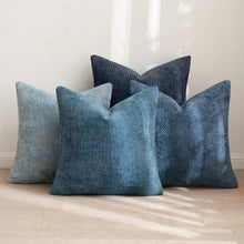 Load image into Gallery viewer, Set of 4 Neutral Blue Chenille Throw Pillow Covers 20x20 inches for Modern Decor