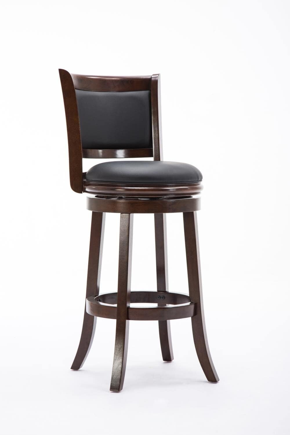 Comfortable 29-Inch Augusta Swivel Stool with Rubberwood Frame and Faux Leather