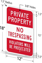 Load image into Gallery viewer, 18x12 Private Property Signs - Reflective, Durable 4-Pack for Security Needs