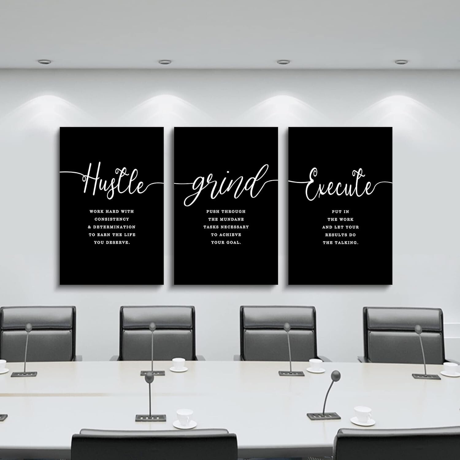 Durable Modern Canvas Art Set - Motivational Quotes for Office & Home (3 pcs)