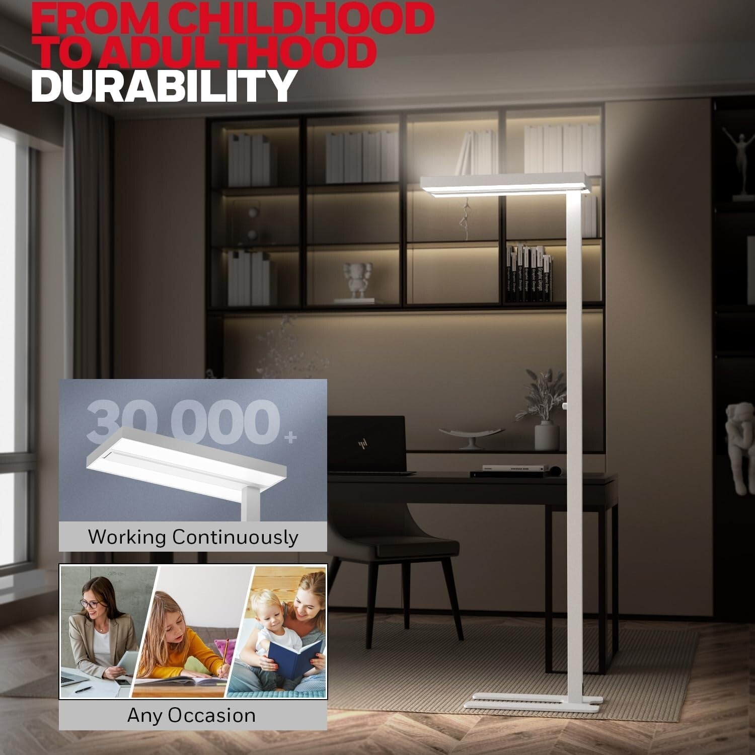 Elegant 100W Dimmable Floor Lamp - 10400LM Standing Light for Reading & Relaxing