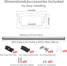 Load image into Gallery viewer, 20-Pack Customizable 3.3Ft Black LED Aluminum Channels for Easy Installation