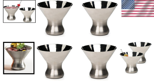 Elegant 8 Ounce Stainless Steel Stemless Martini Glasses for Home Entertaining