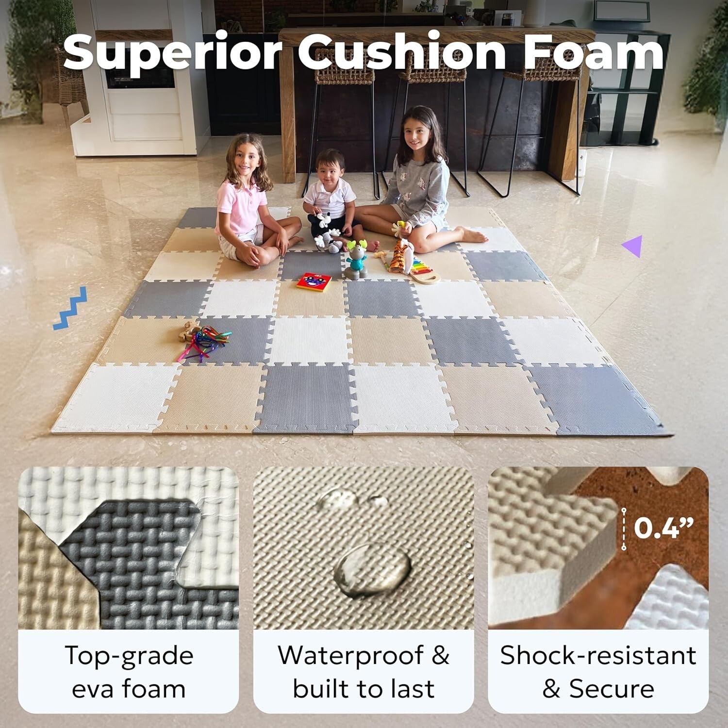 Customizable Interlocking Baby Play Mat - Non-Toxic Foam Tiles for 74x74 Playpen
