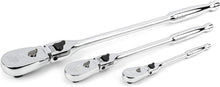 Load image into Gallery viewer, Durable Polished Chrome 3-Piece Locking Flex Ratchet Set - 84 Tooth Design