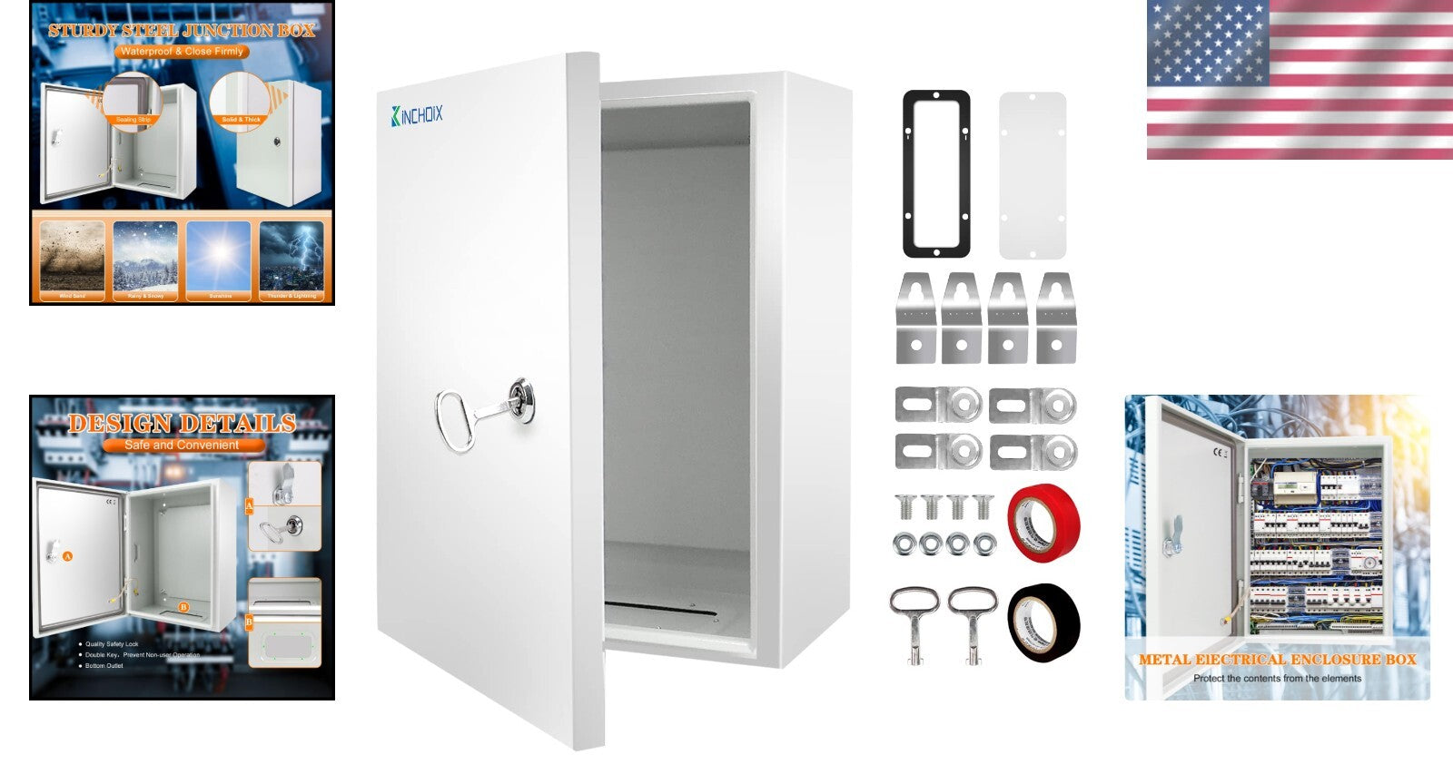 IP66 Waterproof Outdoor Electrical Box 24x16x10'' - Durable & Lockable Enclosure