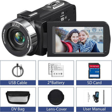 Load image into Gallery viewer, Compact 4K Video Camera with IR Night Vision &amp; 2 Batteries for Content Creation