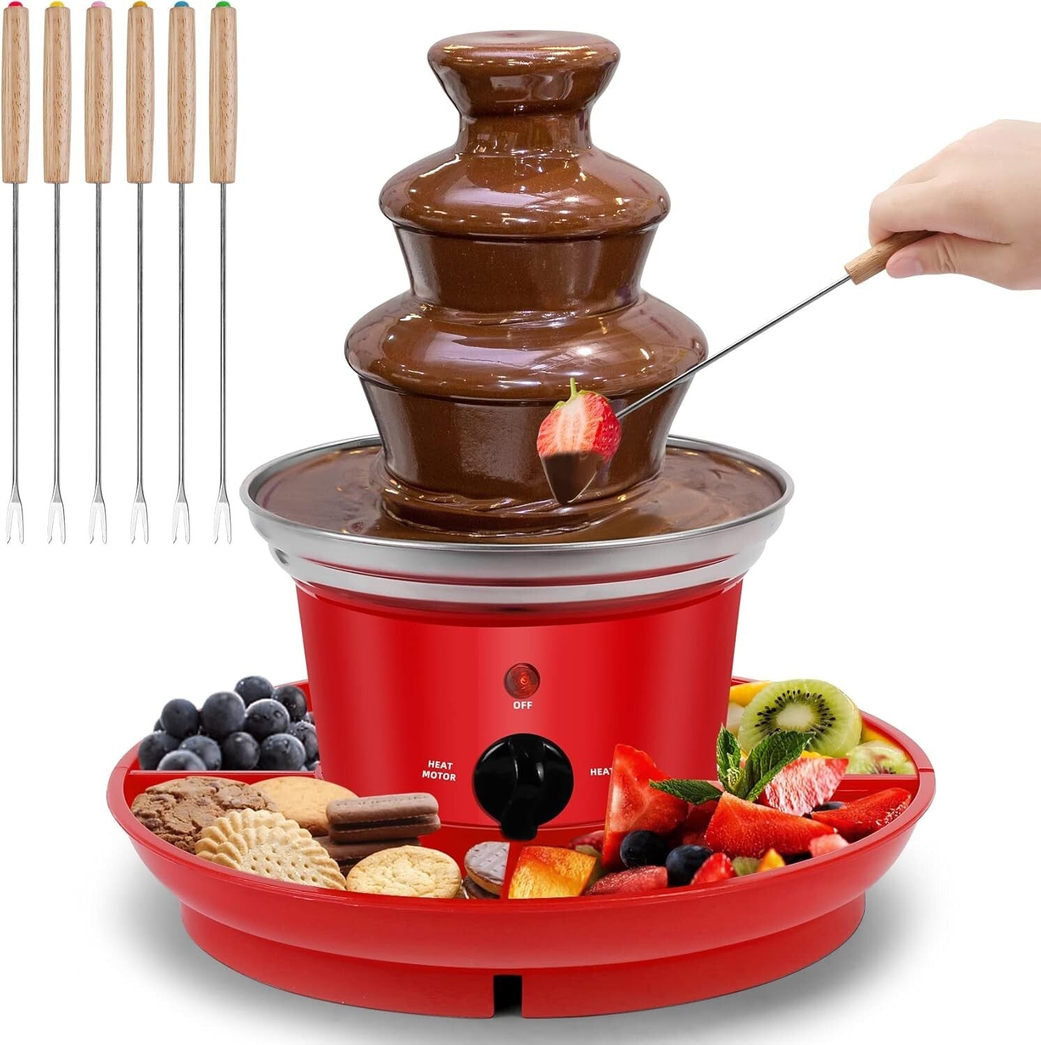 16oz Mini Chocolate Fondue Fountain - Perfect for Parties with Serving Tray