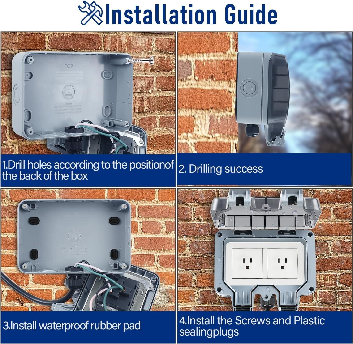 Weatherproof Outdoor Electrical Socket with 32.8Ft Extension Cord for Security