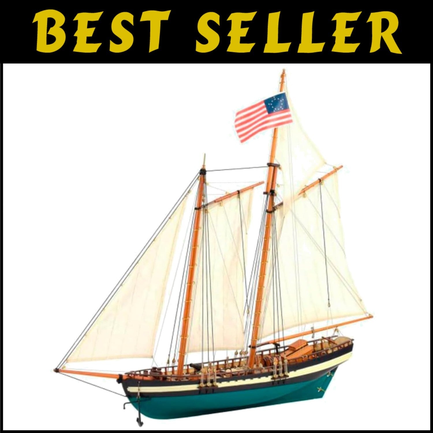 Virginia Schooner Model Crafting Kit - 1:41 Scale Wooden Ship with Display Base