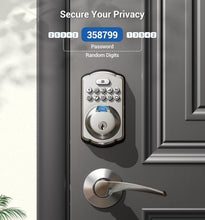 Load image into Gallery viewer, Keyless Entry Biometric Door Lock - Satin Nickel with Back-lit Keypad