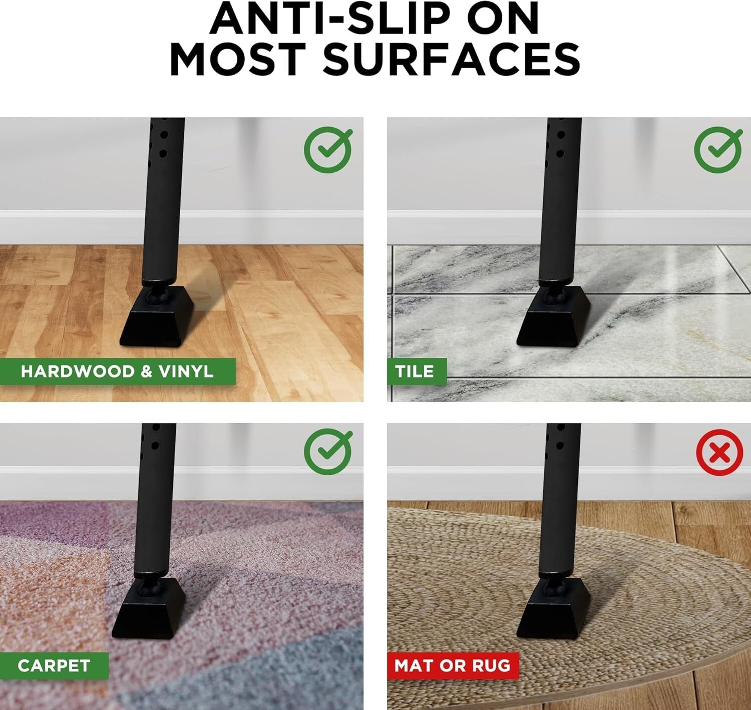 2-in-1 Adjustable Door Jammer & Security Bar - 40 Positions, 300 lbs Capacity