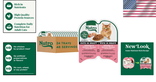 Grain-Free Chicken & Salmon Wet Cat Food - 24 Count Twin Pack for Adult Cats