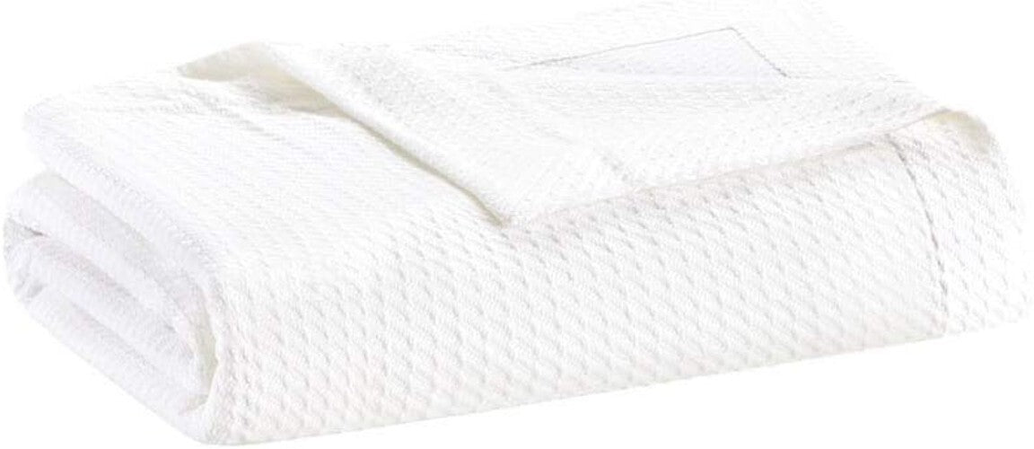 Beautiful Solid White Egyptian Cotton Blanket 90x90 - Full/Queen Elegant Knit