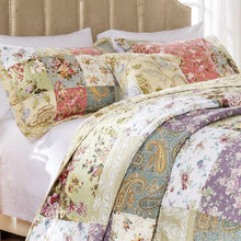 Load image into Gallery viewer, 5-Piece Floral Patchwork Quilt Set, 100% Cotton - Full/Queen Reversible Luxury
