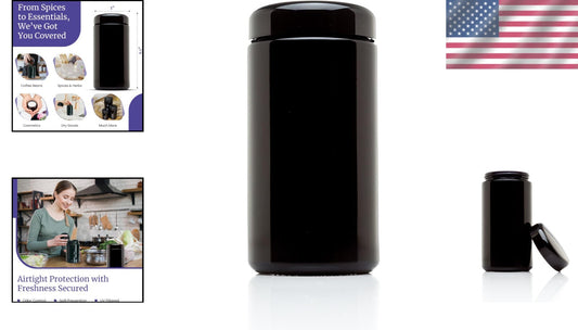 10-Pack 500 ml Classic Black Airtight Glass Jars - Smell-Proof Storage Solution