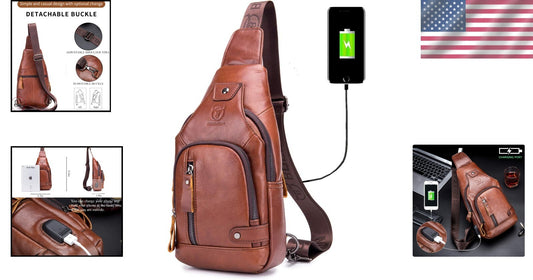 Stylish Multi-Pocket Sling Bag with USB Charger - Ideal for Everyday Adventures