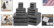 Load image into Gallery viewer, Complete 18-Piece Grey Cotton Bath Towel Set - Soft &amp; Absorbent Essentials