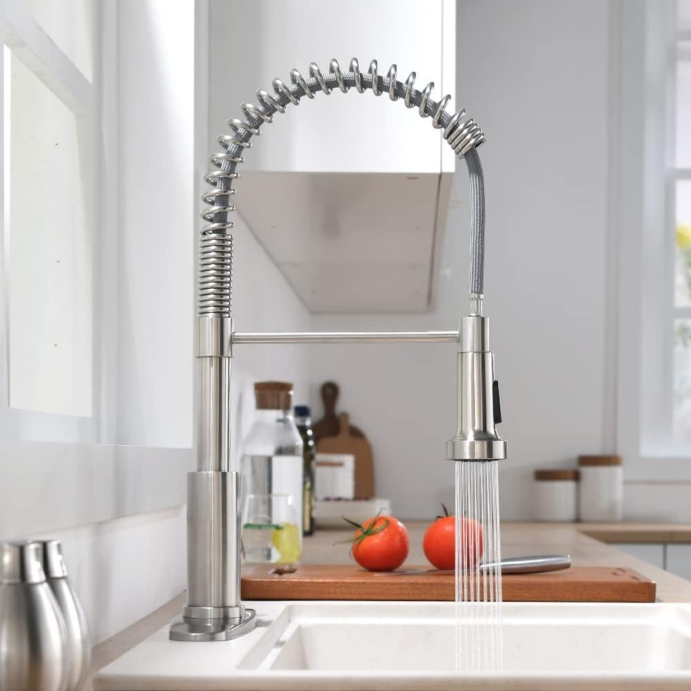 Brushed Nickel Pull Down Kitchen Faucet with 360° Swivel Sprayer - Easy Install