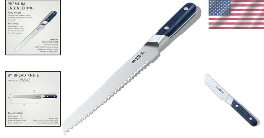 Ergonomic 9-Inch Bread Knife with Serrated Edge - Crafted for Precision Slicing