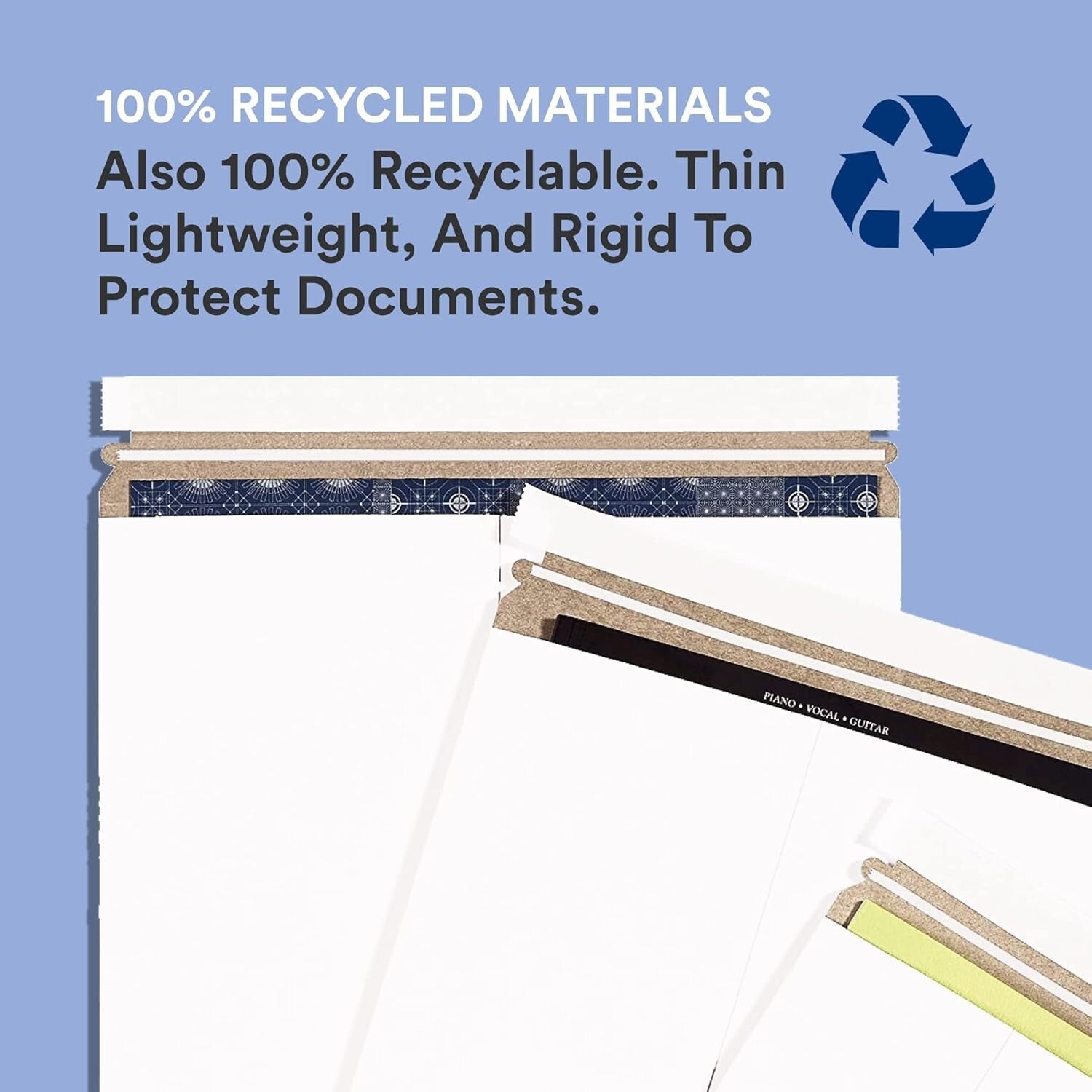 Self-Seal StayFlat Mailer Pack of 100 - 9" x 11.5" Durable Cardboard Envelopes