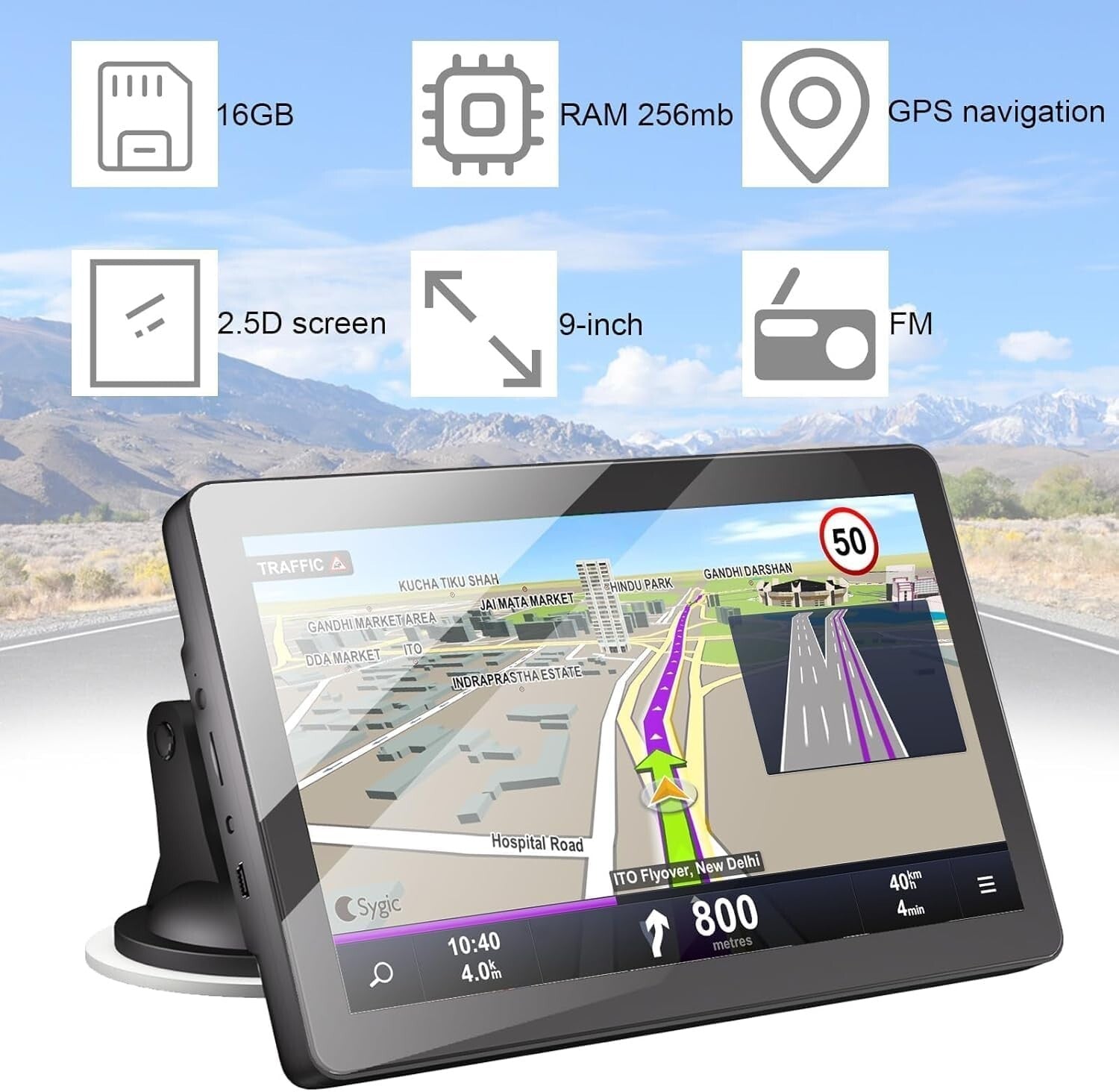 9-Inch Truck GPS Navigator with 2025 Maps & Real Voice Turn-By-Turn Directions