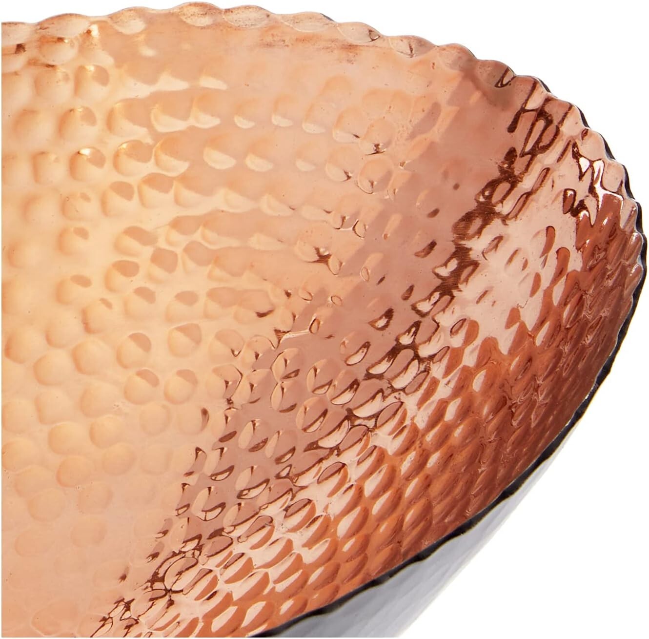 Elegant 14.75" x 11" Hammered Black and Copper Oval Bowl - Fruit or Nut Use