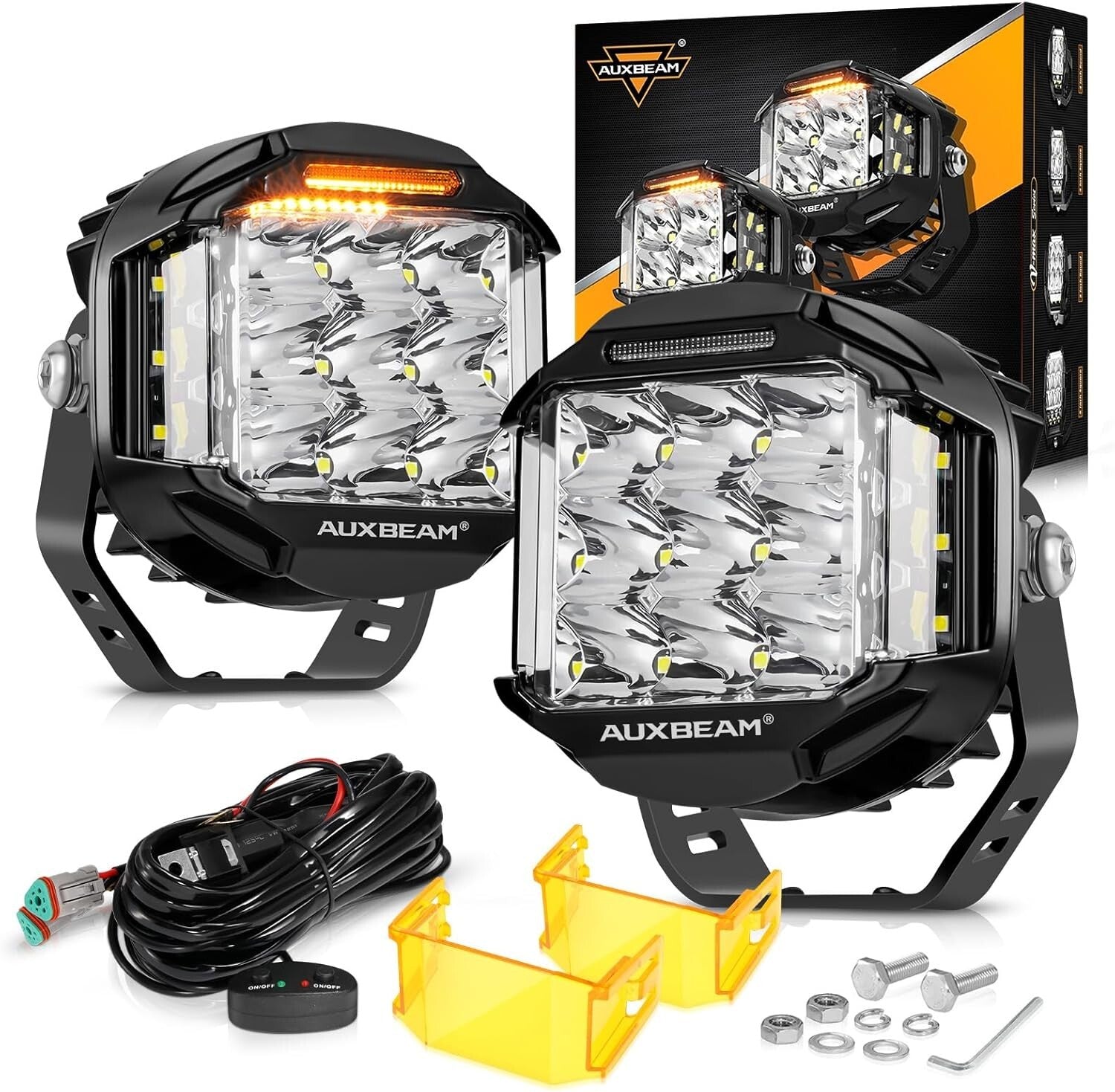 Off-Road 5 in 168W LED Light Pods - Amber DRL Driving Lights for Trucks & SUVs