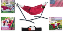 Load image into Gallery viewer, Portable Two-Person Hammock with Steel Stand - 450lb Capacity &amp; Cherry Color