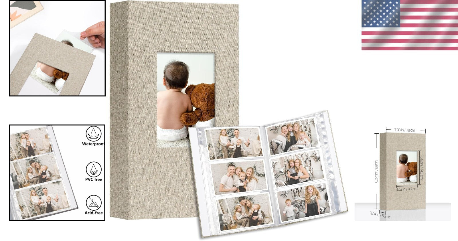 Deluxe 4x6 Photo Album Set - 600 Capacity Linen Cover Memory Books in Beige