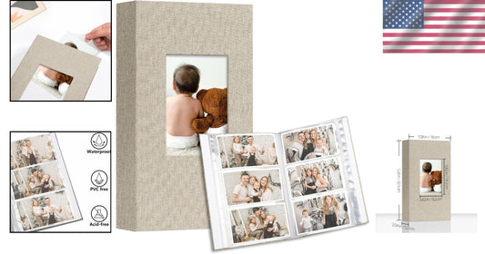 Deluxe 4x6 Photo Album Set - 600 Capacity Linen Cover Memory Books in Beige