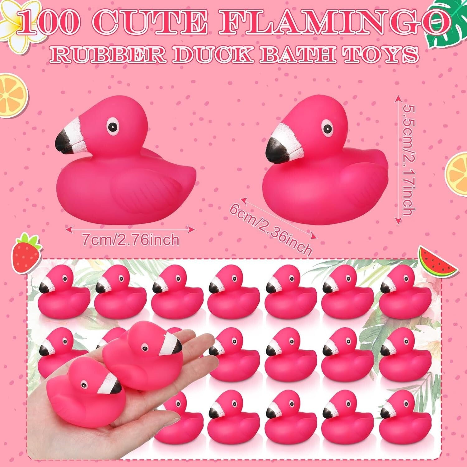 Adorable Flamingo Rubber Duck Collection - 50pk Squeaky Toys for Kids & Parties