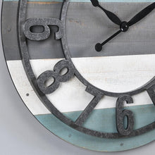 Load image into Gallery viewer, Large Teal Rustic Farmhouse Wall Clock - 27" Analog Decor for Living Spaces