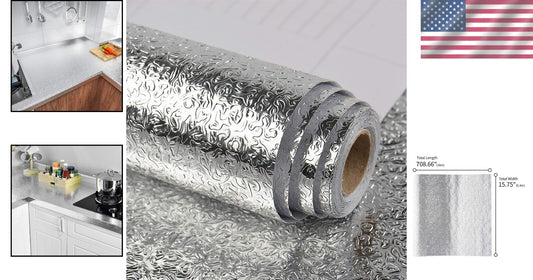 15.7'' x 708'' Heat Resistant Aluminum Foil Contact Paper for Kitchen Decor