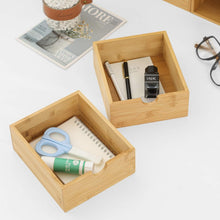 Load image into Gallery viewer, Sustainable Bamboo Mini Desktop Drawer Organizer - Fully Assembled, 3 Drawers