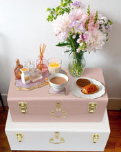 Load image into Gallery viewer, Stylish Pink &amp; White Decorative Storage Box Set of 2 - Metal Trunks