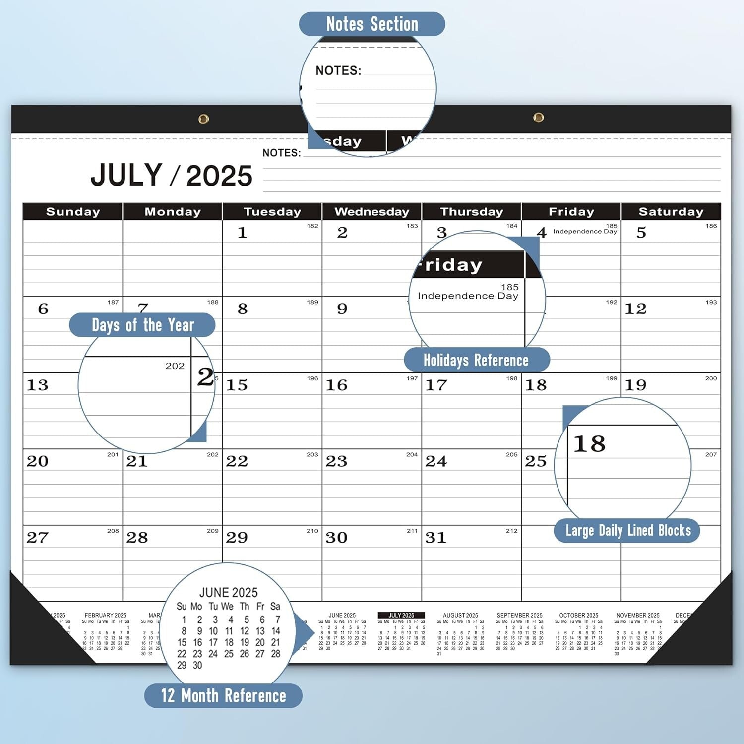 Durable Classroom Calendar 2025-2026 - 8 Months from July 2025 to December 2026