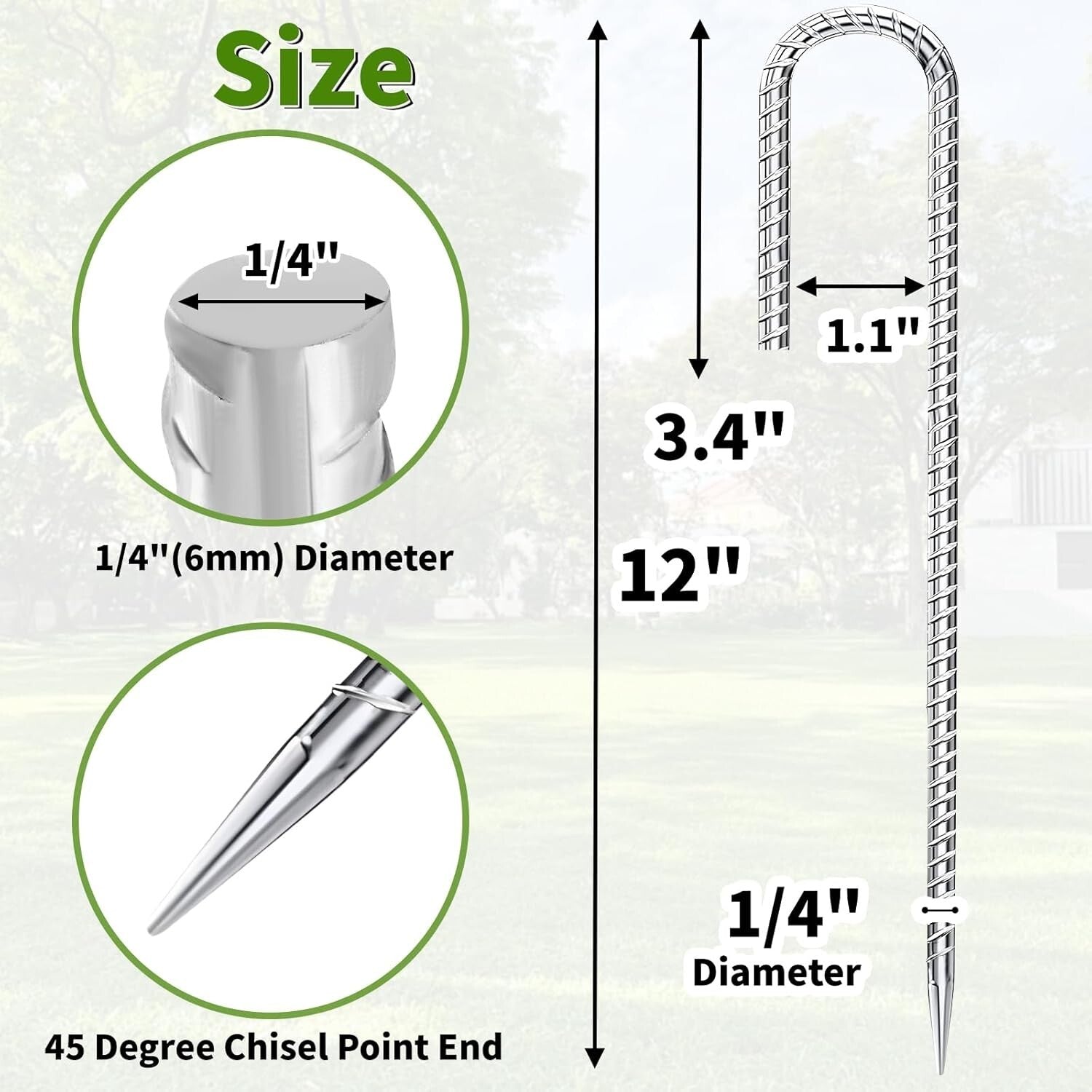 Durable 12-Inch galvanized Practical Stakes - 50 Pack for Landscape and Events