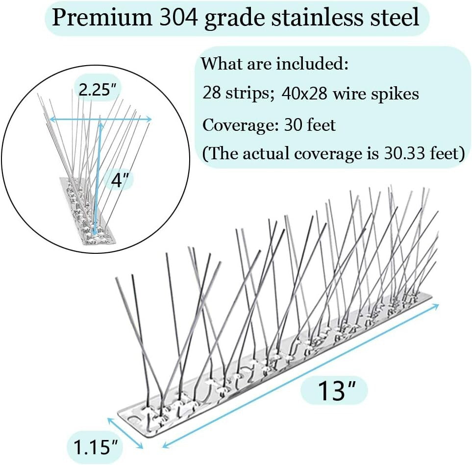 Durable Stainless Steel Bird Control Spikes - Flexible Fit for Any Surface