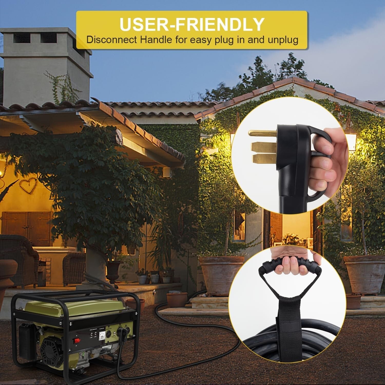 50 Amp Generator Power Cord, 25ft Weatherproof Extension for Reliable Connection