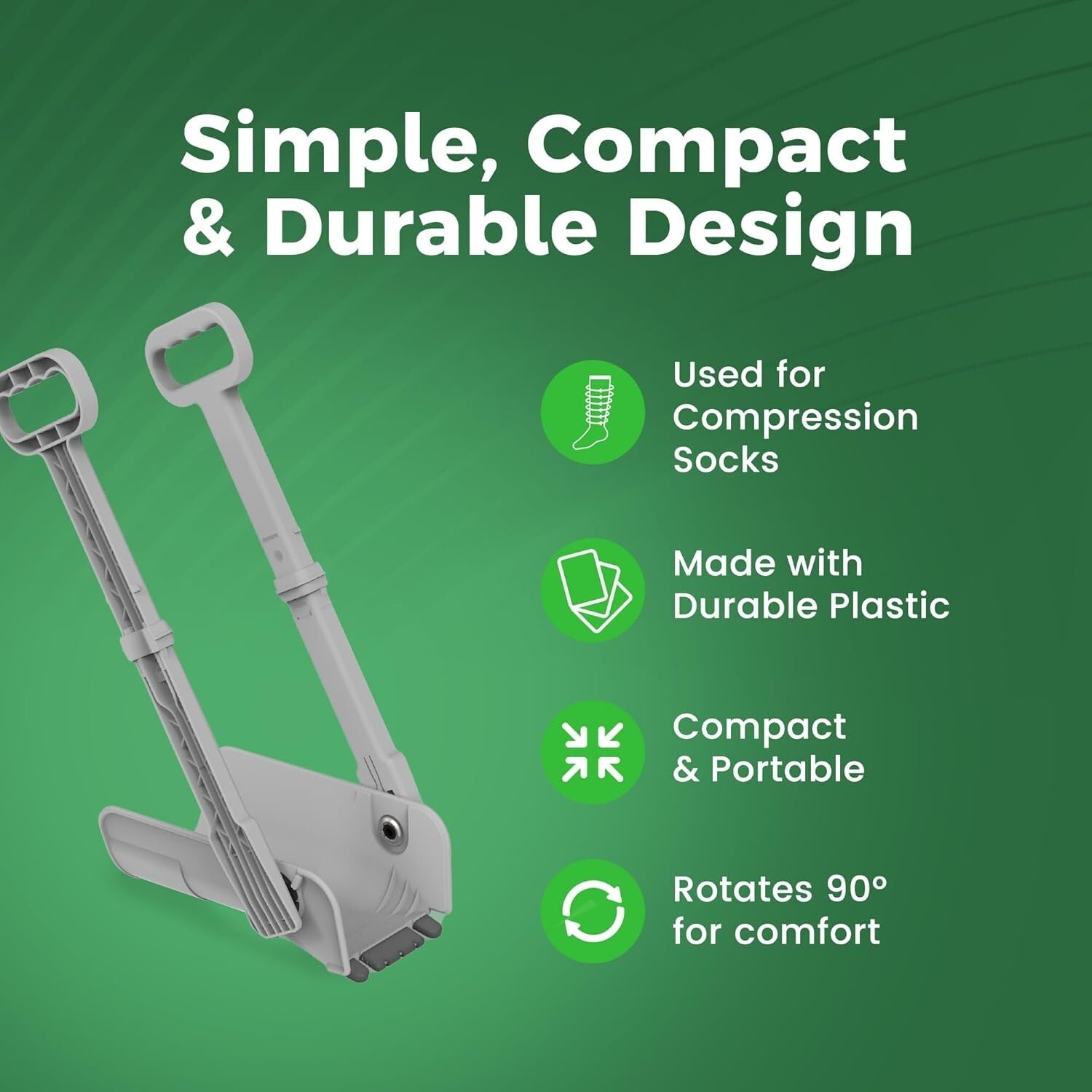 Sleek Two-Handle Dressing Tool for Comfortable and Easy Sock Application