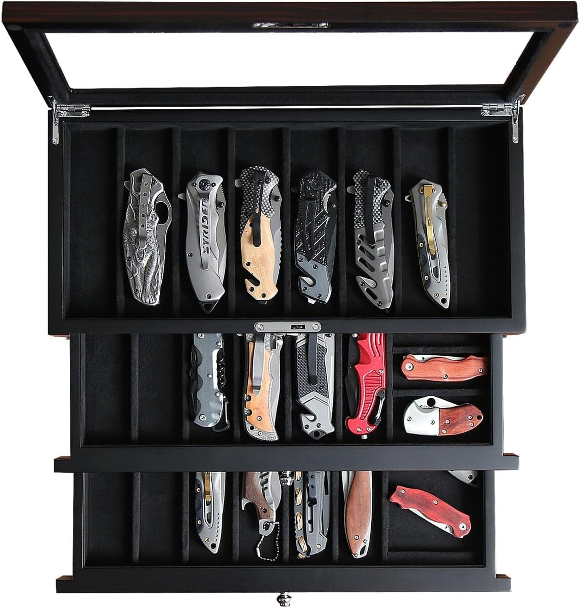 Sturdy Ebony Knife Display Box - Organize and Showcase Your Collection