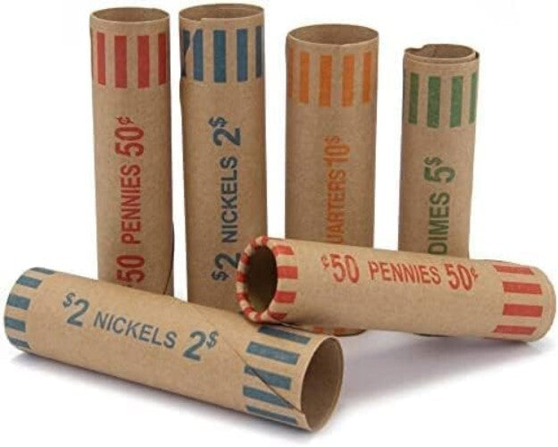 3072 Pcs Color-Coded Coin Roll Wrappers - Quarters, Nickels, Dimes, and Pennies