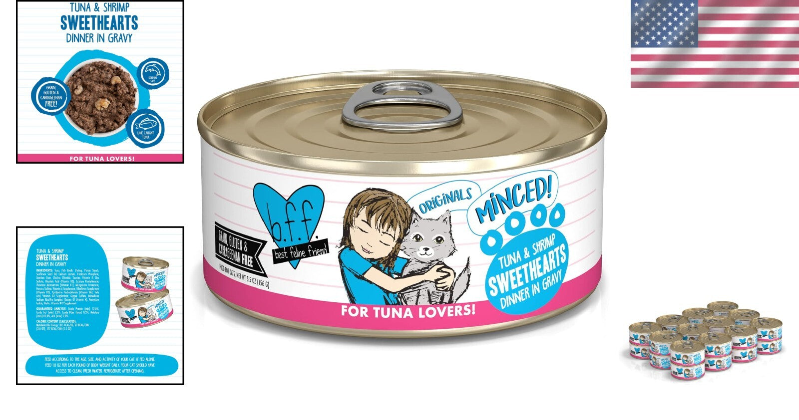 B.F.F. Grain-Free Tuna & Shrimp Cat Food, 5.5oz Pack of 24 for Feline Love