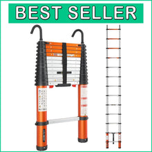 Load image into Gallery viewer, Lightweight 12.5 FT Aluminum Telescoping Ladder with One-Button Safety Closure