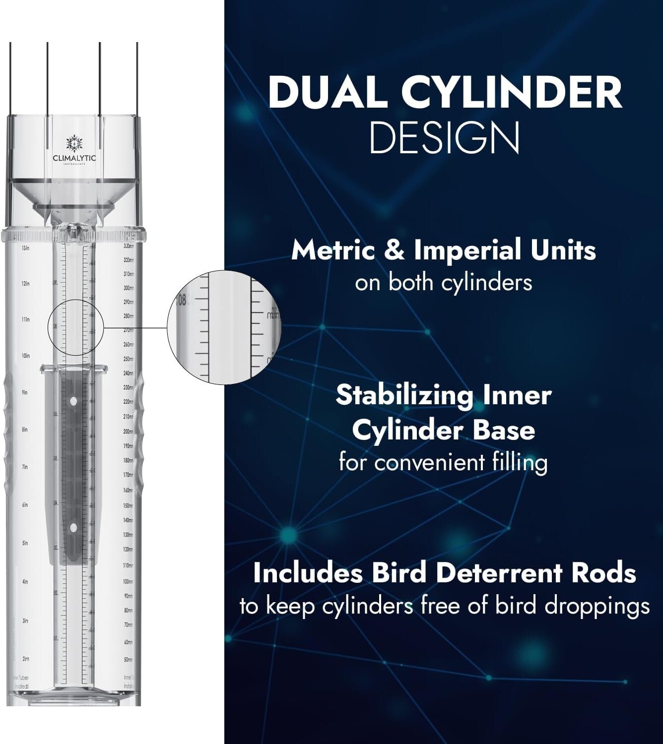 Easy-to-Install Tropo Rain & Snow Gauge - UV Resistant with Large Capacity