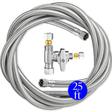 Load image into Gallery viewer, High-Quality 25' Stainless Steel Ice Maker Water Line with Splitter &amp; Attachment