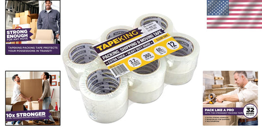 12 Heavy Duty Clear Tape Rolls - 60 Yards Each, Waterproof for All Packing Needs