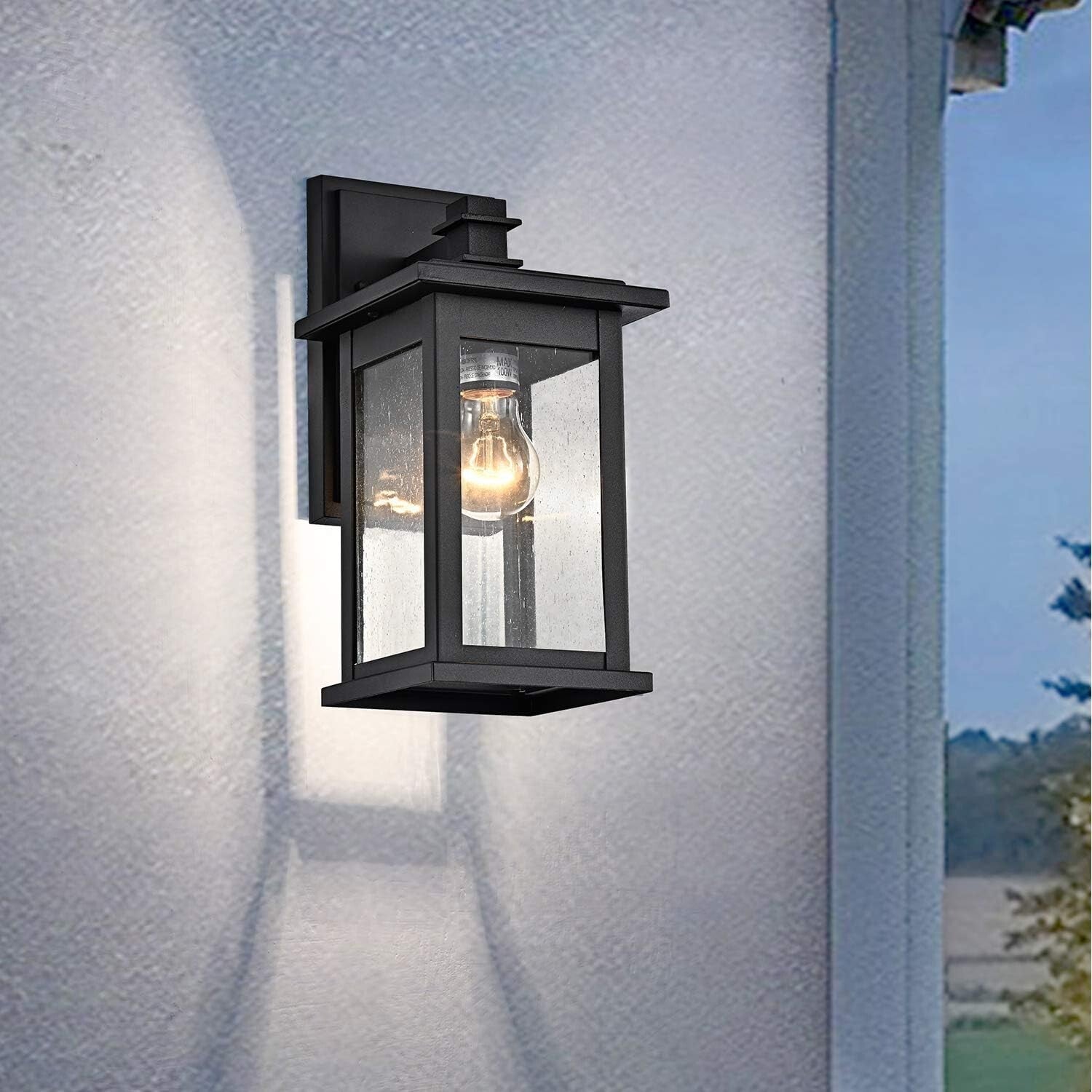 Sturdy 2 Pack Outdoor Wall Lights - 12 Inch Black Lanterns for Wet Locations